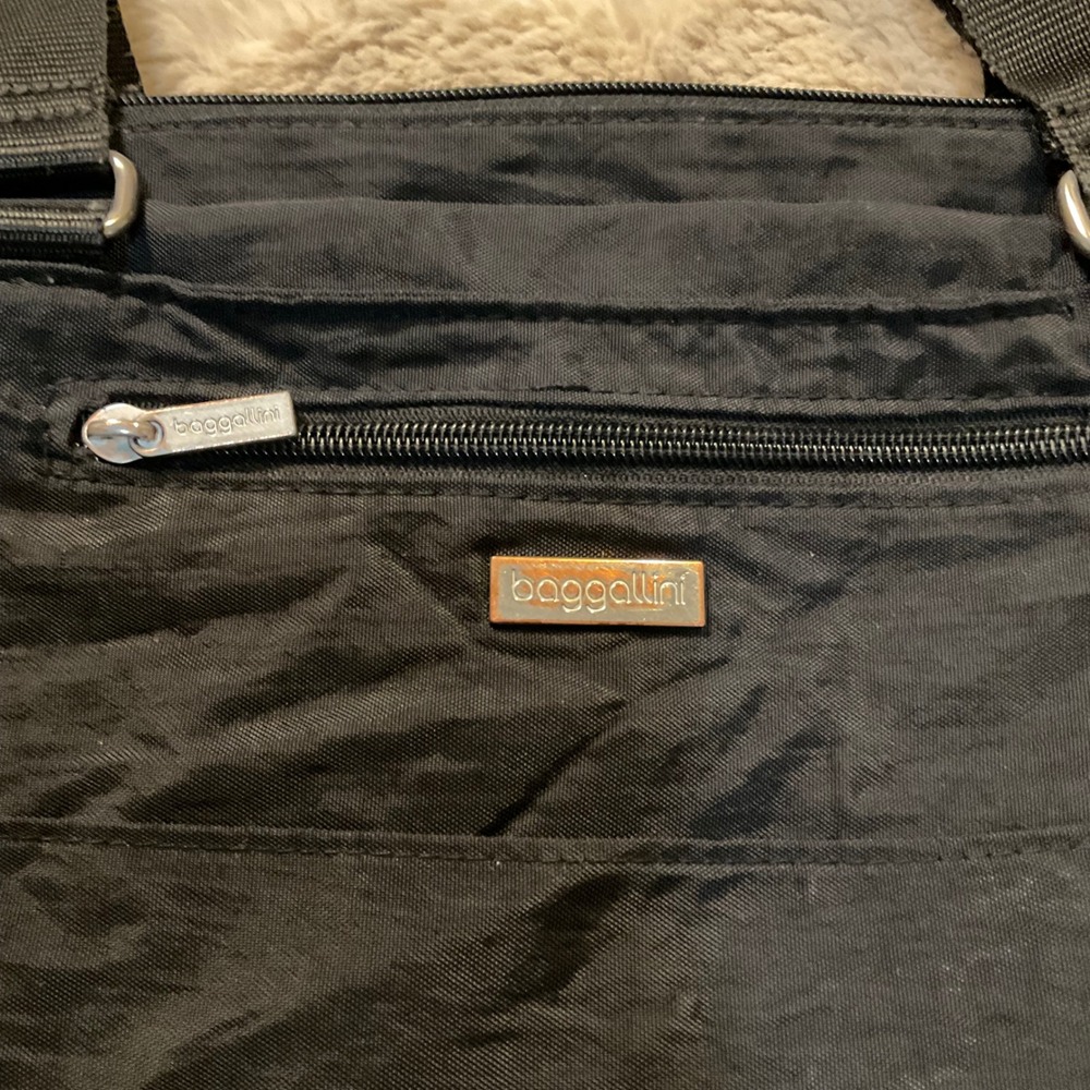 Baggalini Travel Tote‎ Purse Black Nylon Travel Lightweight 12x16 - Picture 2 of 10
